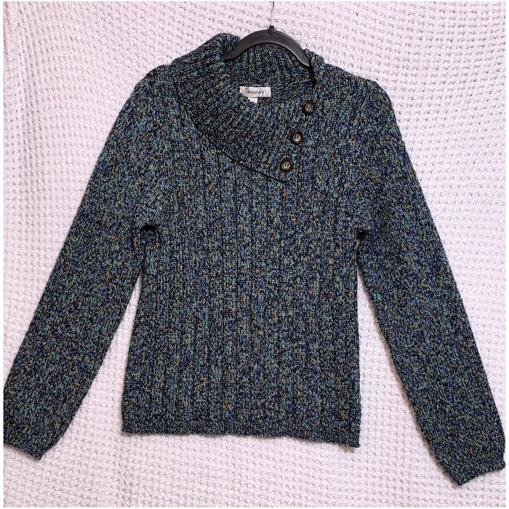Dressbarn Knit Sweater Women's‎ Multicolored Cowl Neck Button Detail Size L